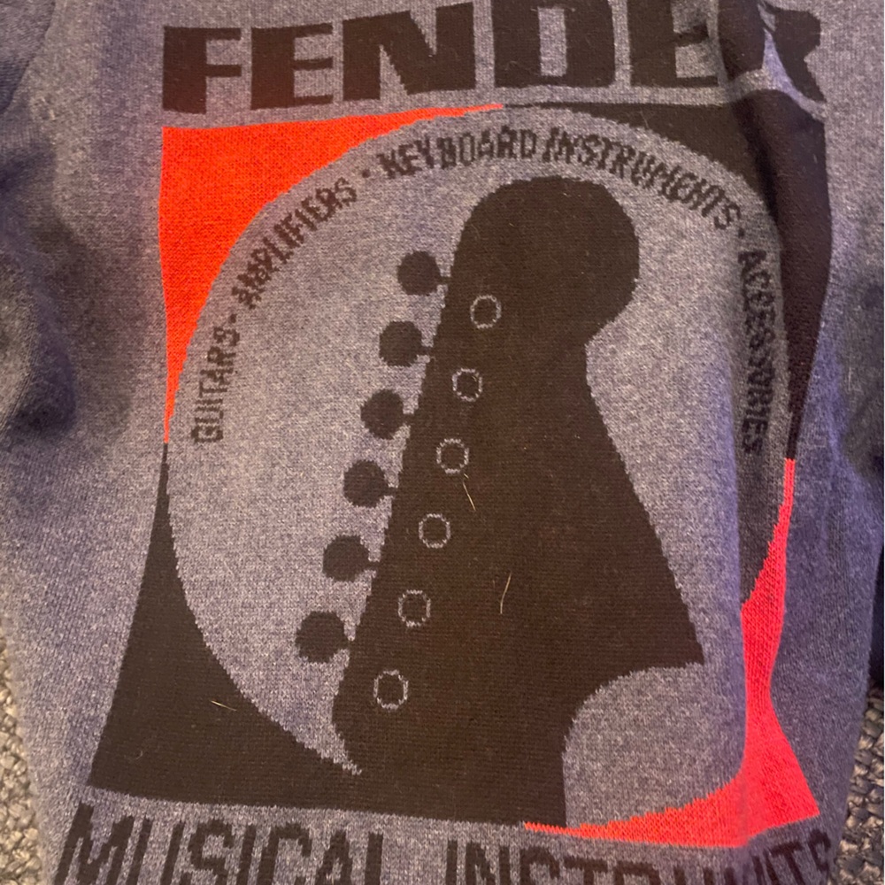 Fender x Lucky Brand LARGR 100% Cotton Blue Crewneck Pullover Sweater